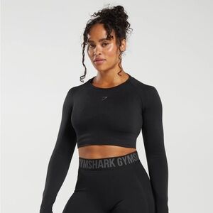 GYMSHARK flex sports long sleeve crop top black NWT women’s small